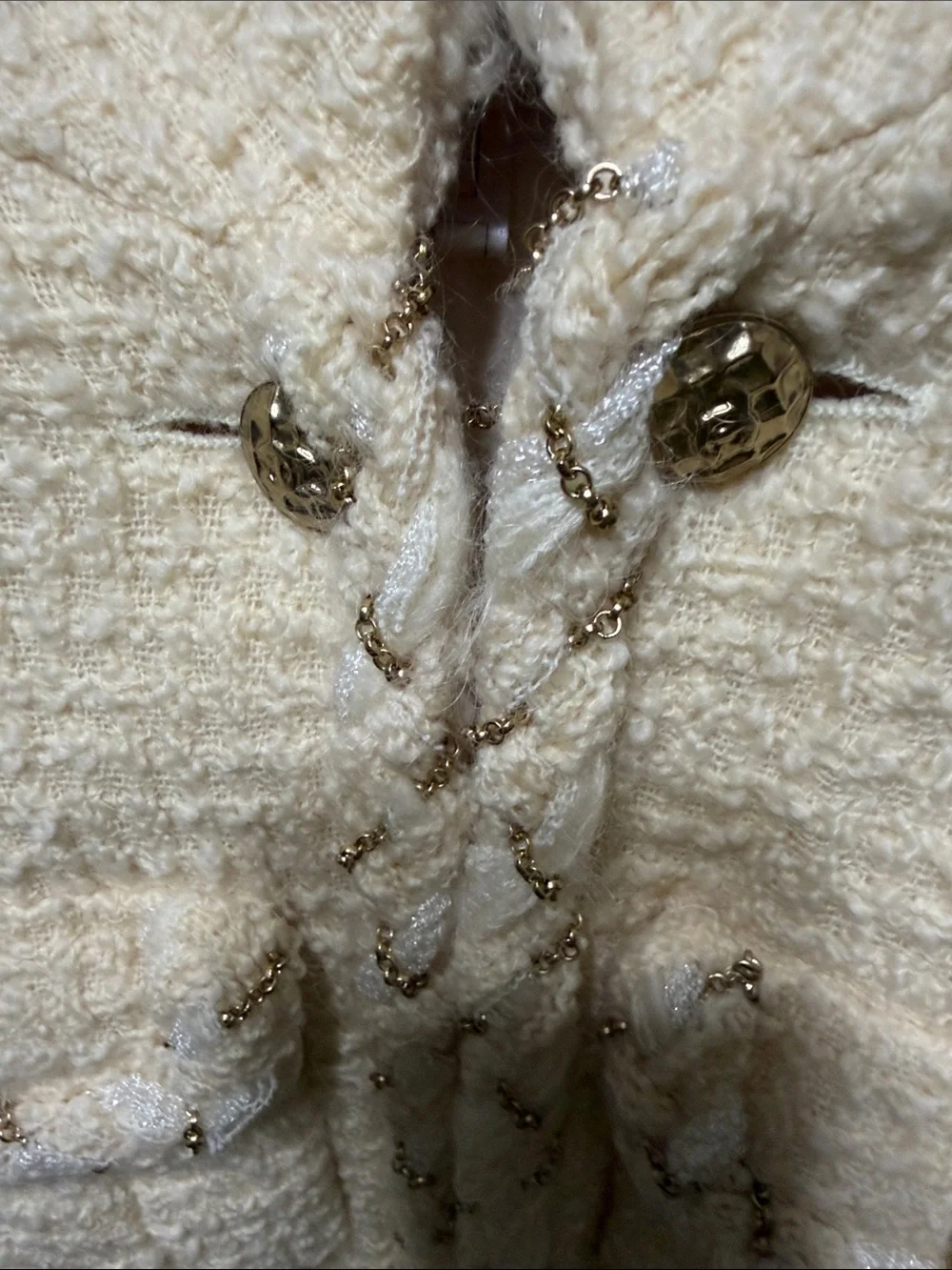 2007 CHANEL Cream Tweed Jacket with Gold-Tone Braid. Original price $4500-$6500.